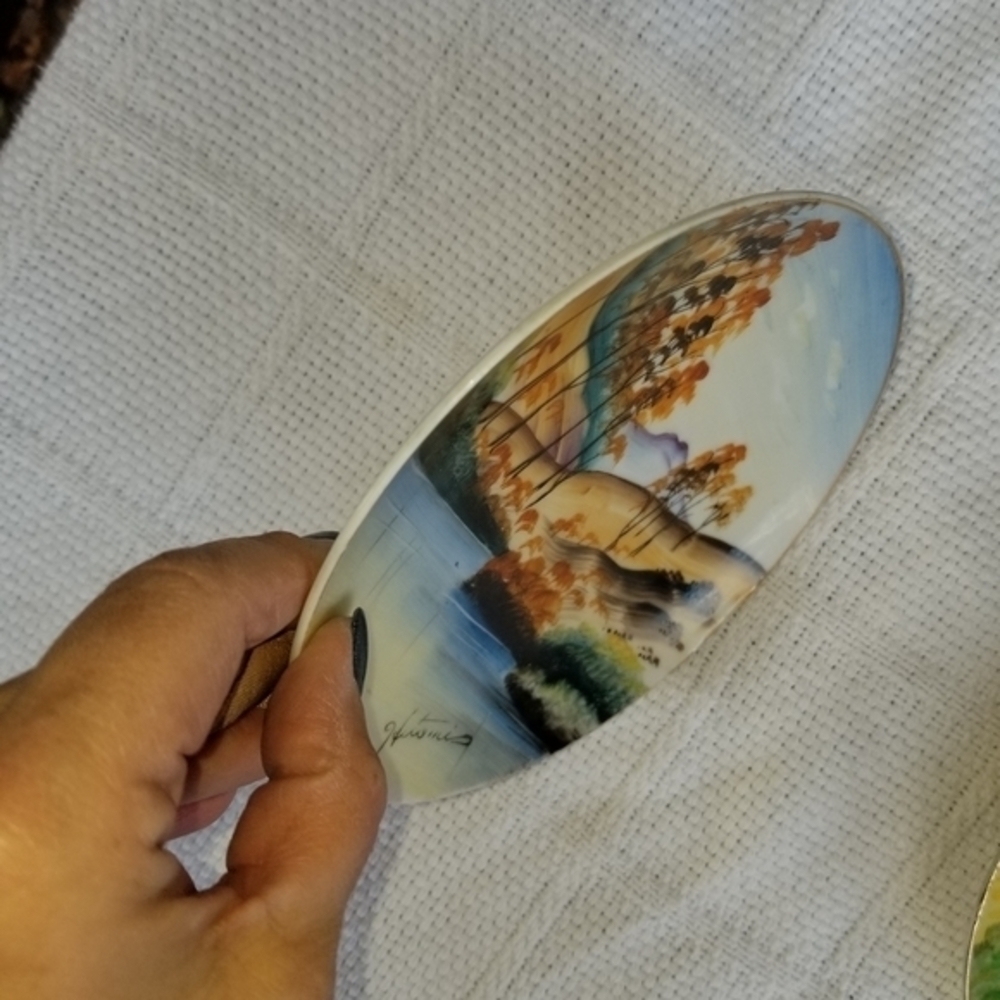 Vintage set Japanese signed‎ Hitomi hanging plates - Picture 6 of 8